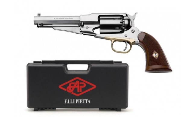 REVOLVER PIETTA 1858 REMINGTON NEW MODEL ARMY SHERIFF PLAQUETTES QUADRILLLEES EN VALISE