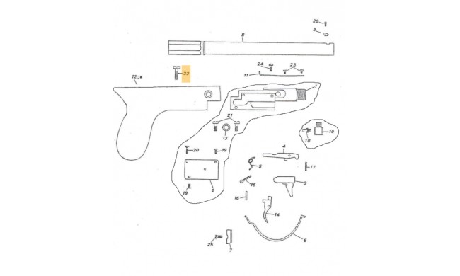 VIS SUPERIEUR DE POIGNEE PEDERSOLI CARLETON UNDERHAMMER CUSTOM REF - M70PFM5673